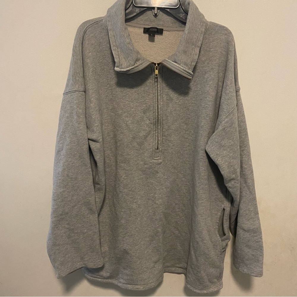 J.Crew Women’s Pullover Sweatshirt Size Small Oversized 1/2 Zip Neutral Cozy